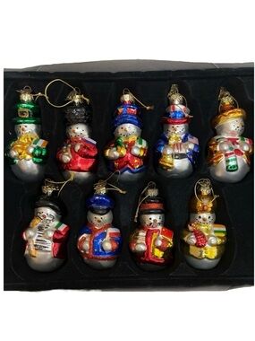 2003 Thomas Pacconi Classics 18 Snowmen Around the World Glass‎ Ornaments Set